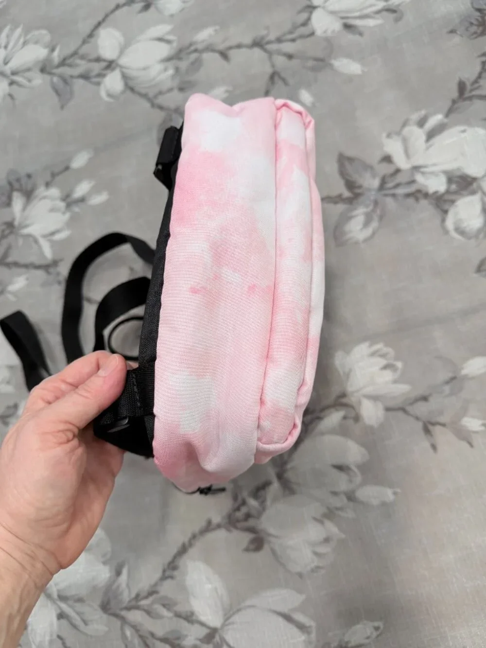 PUMA Mini Backpack Pink Tie Dye Cloud Print Black Logo Adjustable Straps